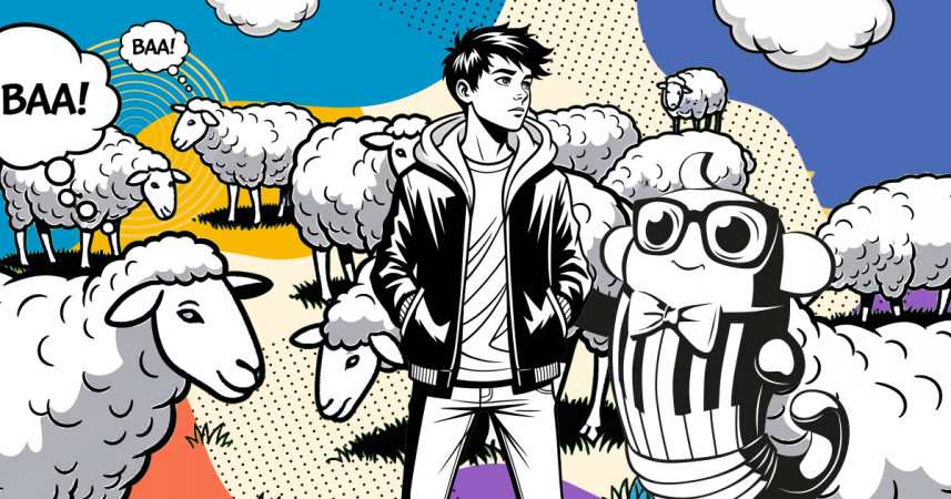 Shepherd Grazing Sheep 